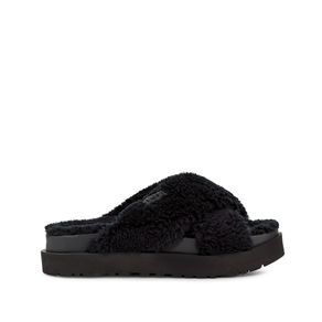 Sandália UGG Fuzz Sugar Cross Slide Preto