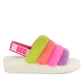 Sandália UGG Fluff Yeah Slide Stripes Branco