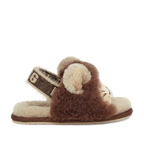 Sandália UGG Infantil Fluff Yeah Slide Lion Stuffie Marrom