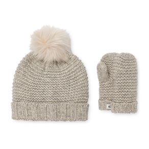 Kit UGG Juvenil com Luva e Gorro Cinza