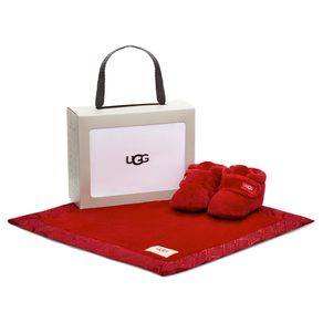 Kit Baby UGG com Bota e Cobertor Vermelho