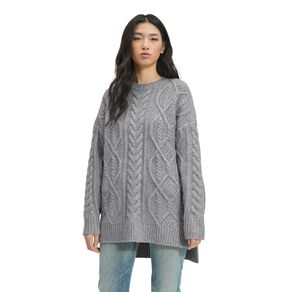 Sweater UGG Raelee Cable Knit Long Cinza