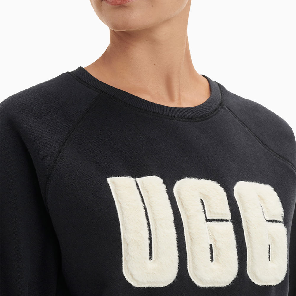 Moletom UGG Madeline Fuzzy Logo Crewneck Preto - lojaugg
