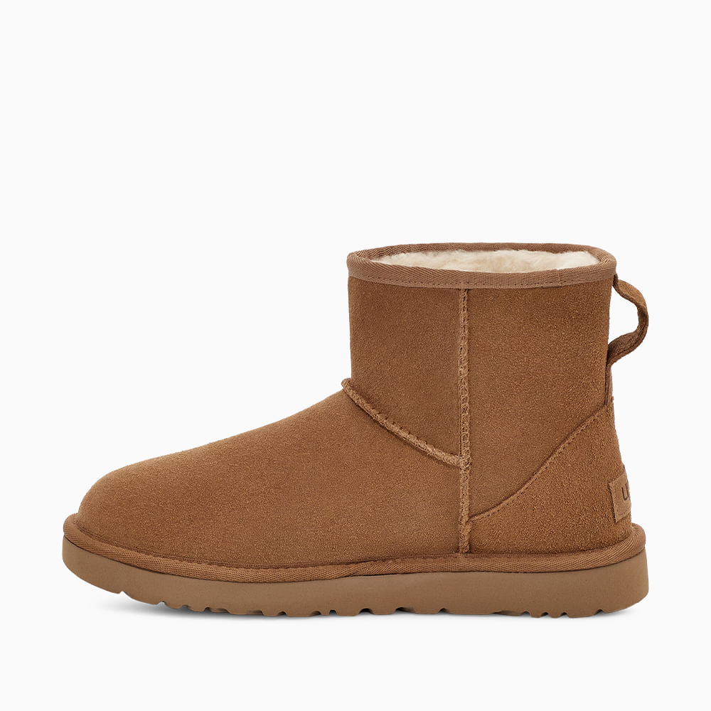 Bota UGG Juvenil Classic Mini Zipper Tape Logo Caramelo