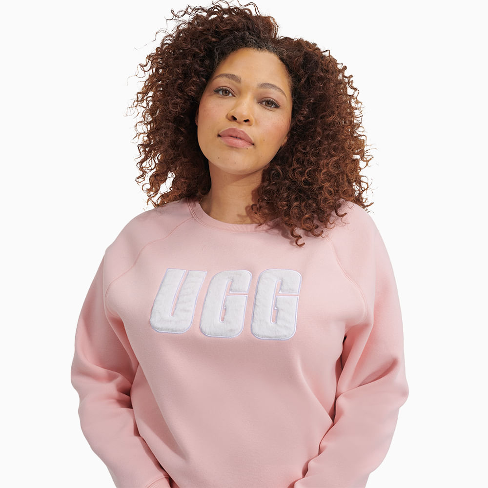 Moletom UGG Madeline Fuzzy Logo Crewneck Rosa - lojaugg