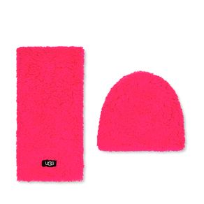Kit UGG Infantil com Cachecol e Gorro Rosa