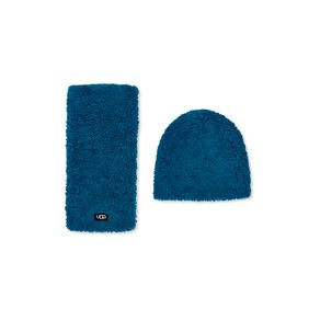 Kit UGG Infantil com Cachecol e Gorro Azul