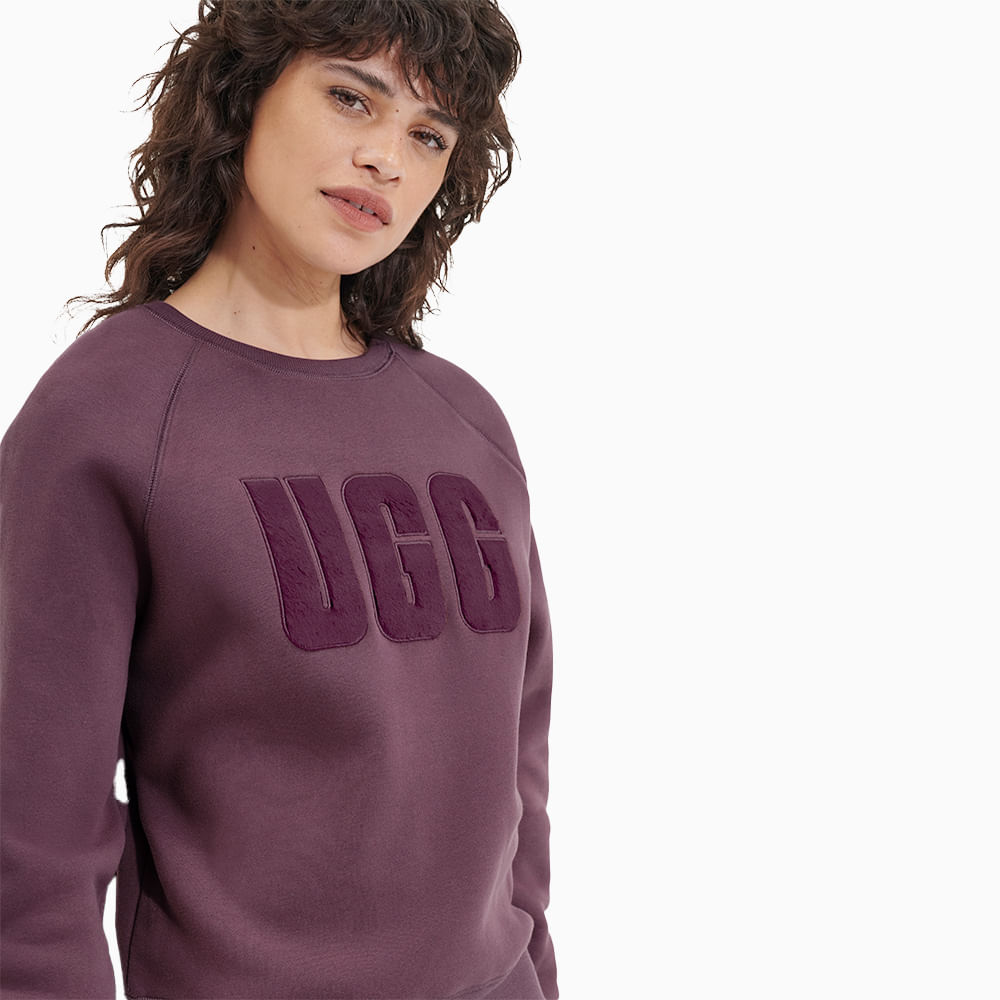 Moletom UGG Madeline Fuzzy Logo Crewneck Vinho - lojaugg