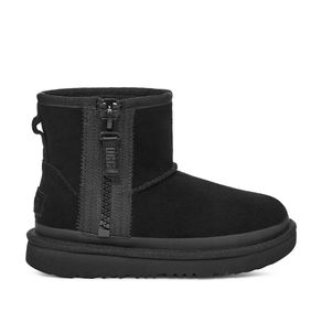 Bota UGG Juvenil Classic Mini Zipper Tape Logo Preto